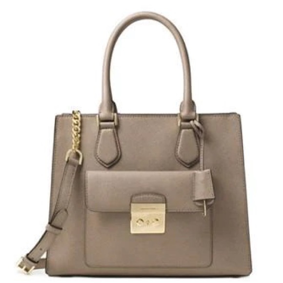 NWT brand new Michael Kors BRIDGETTE MEDIUM EAST WEST TOTE Dunk dark tan - Picture 3 of 10